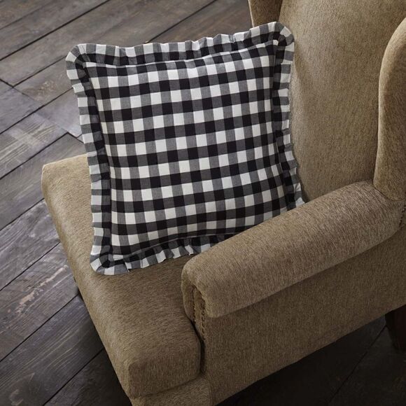 Buffalo Check Ruffled Throw Pillow 18x18 - Picture 3 of 3